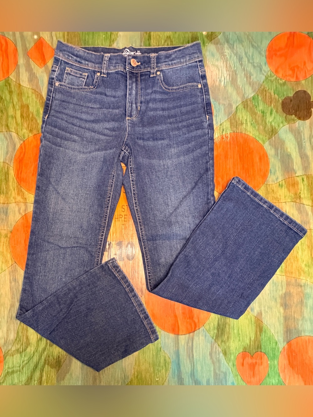 Jordache Jeans Girls Size 14 Bootcut Blue Denim Actual Size 26 x 26 Stretch Cott